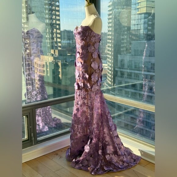 🆕 BRONX & BANCO 🧿 NWOT Jasmine Floral-Appliqued Gown, Lilac - Sz M US 6 - Picture 10 of 16